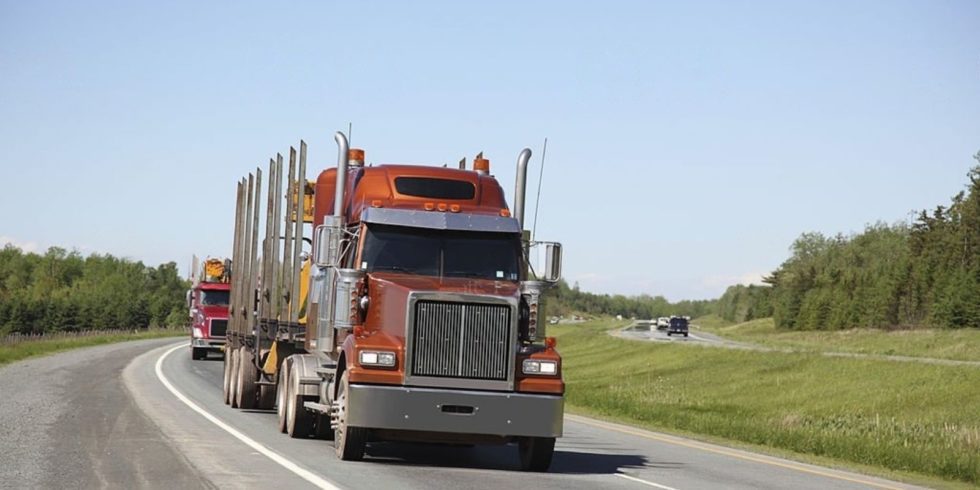 A red truck travel one state to another state 